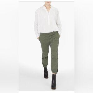 Nili Lotan French Military Cropped Pants Camo Green